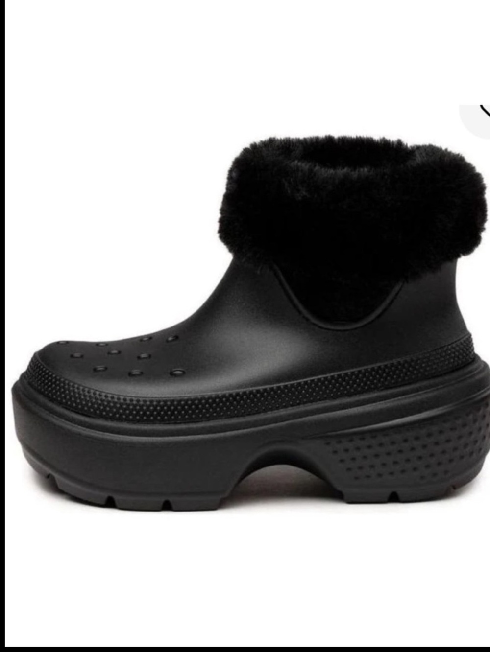 Crocs Stomp Lined Boots Faux Fur Trimmed US, Black, Size 8, NWOT